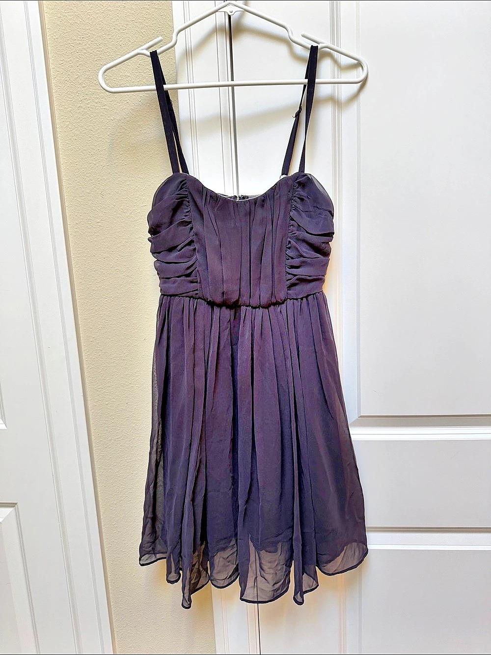 Lush Ruched Mini Dress in Dark Purple Like New